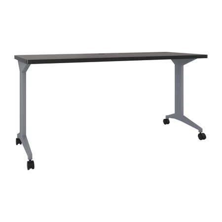 HIRSH Modern T-Leg Table Desk w/ Rounded Corner for Schools, Arctic Silver/Weathered Charcoal 24374